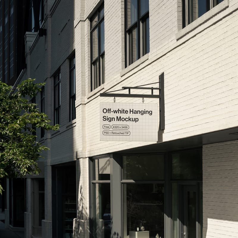 Off-white Hanging Sign Mockup PSD