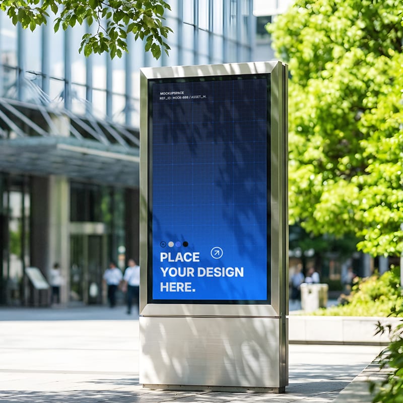 Outdoor Digital Kiosk Signage Mockup PSD