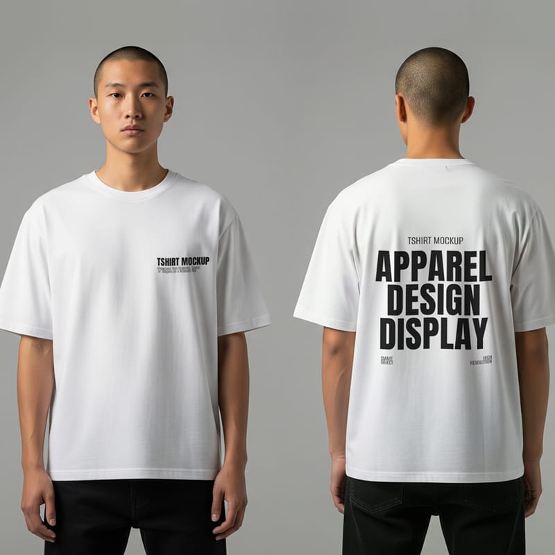 Oversized T-Shirt Mockup Front and Back View PSD