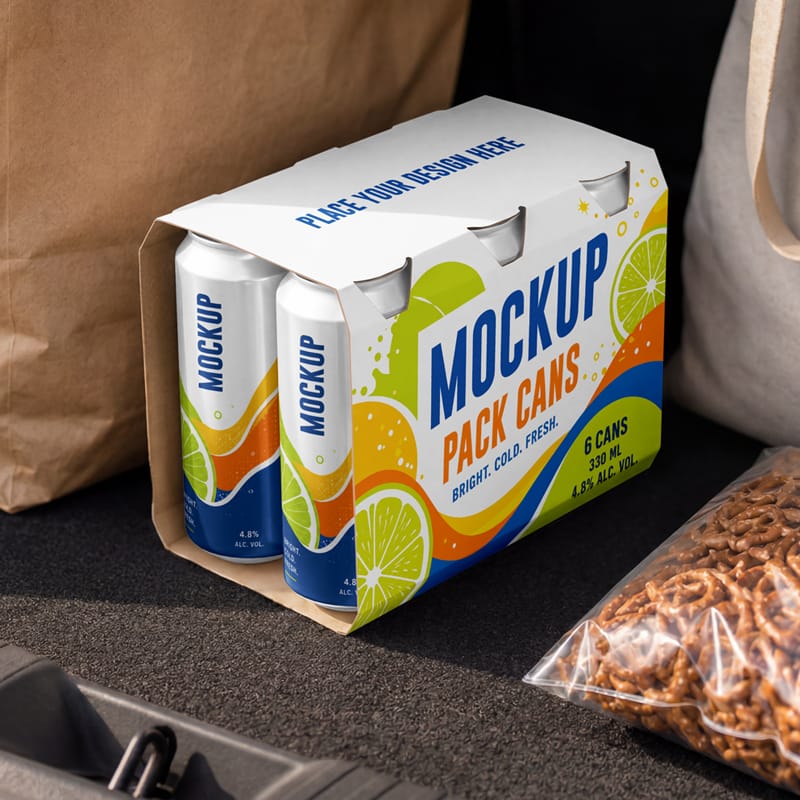 Pack Cans Mockup PSD