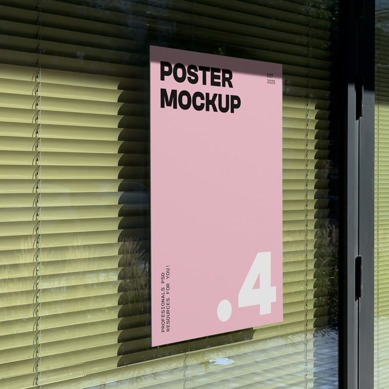 Poster on a Window Mockup PSD