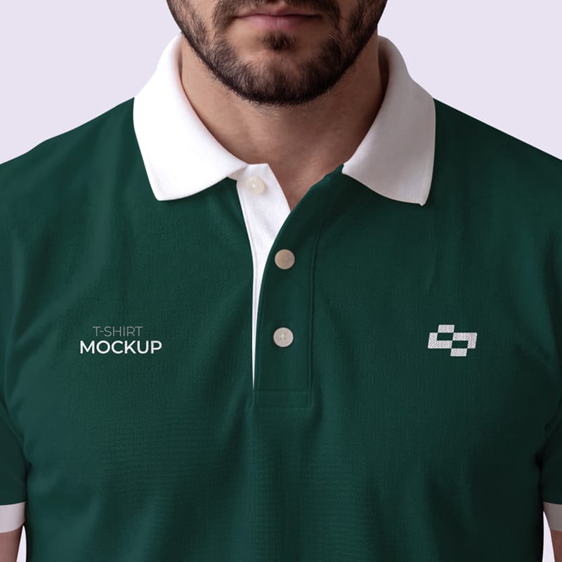 Realistic Collared Male Polo Shirt Mockup PSD