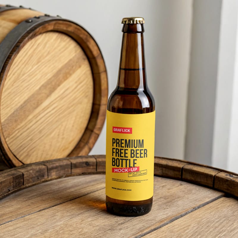 Realistic Craft Beer Bottle Mockup PSD