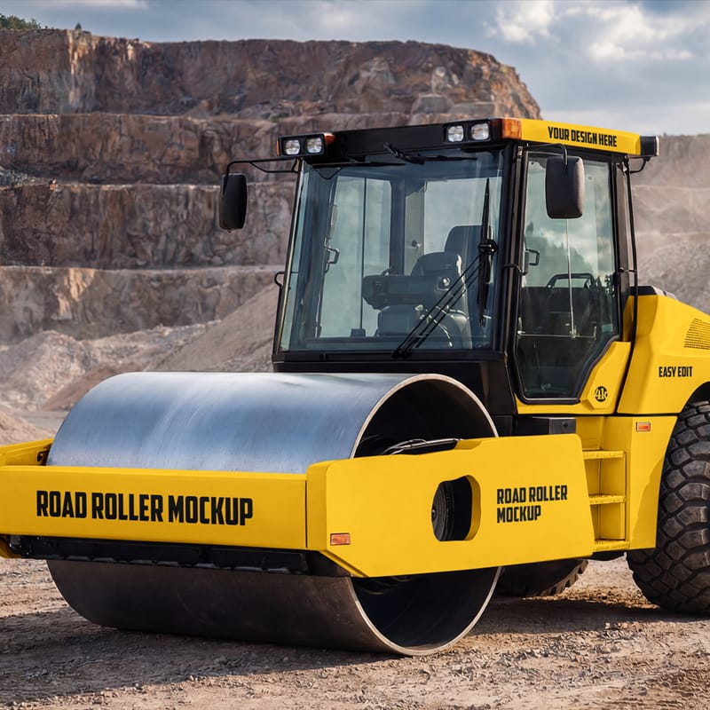 Road Roller Mockup PSD