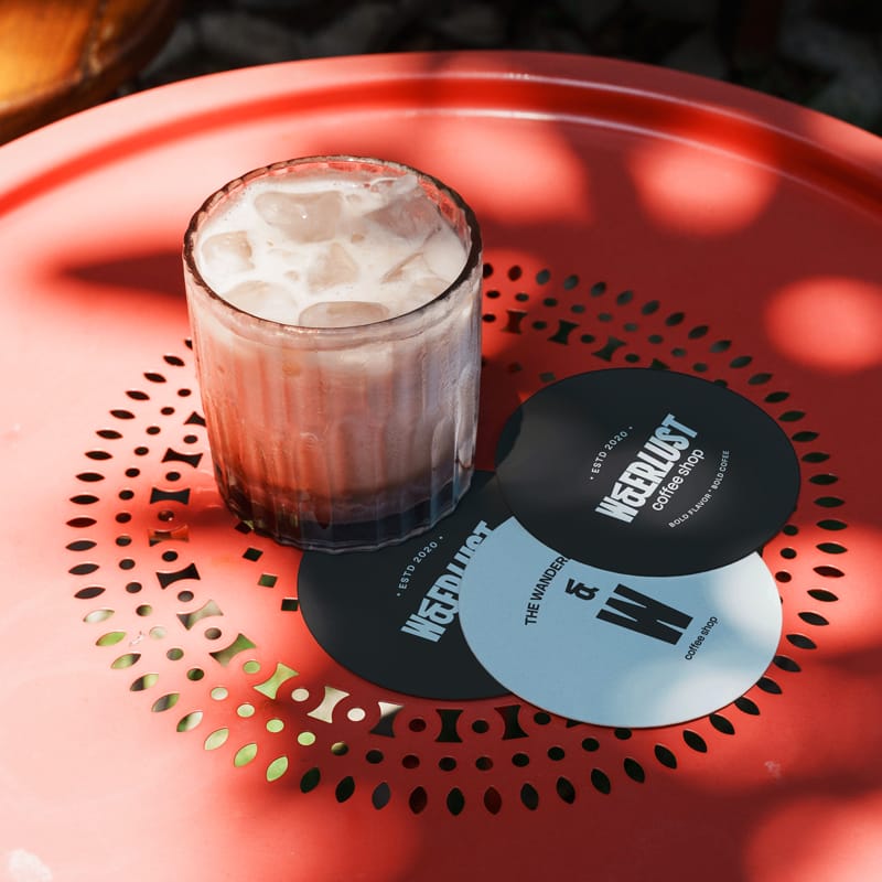 Round Coffee Coaster Mockup PSD