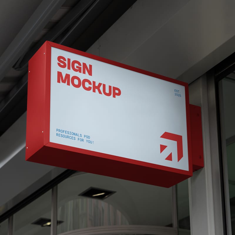 Sign attached to Elevation Mockup PSD