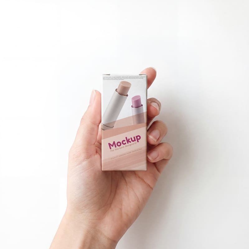 Small Box Mockup in Hand PSD