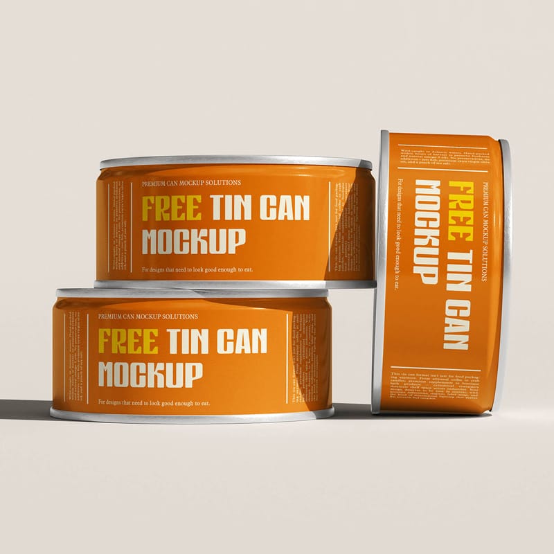 Small Flat Tin Can Mockup PSD