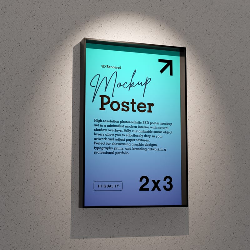 Spot Light Indoor Poster Mockup PSD