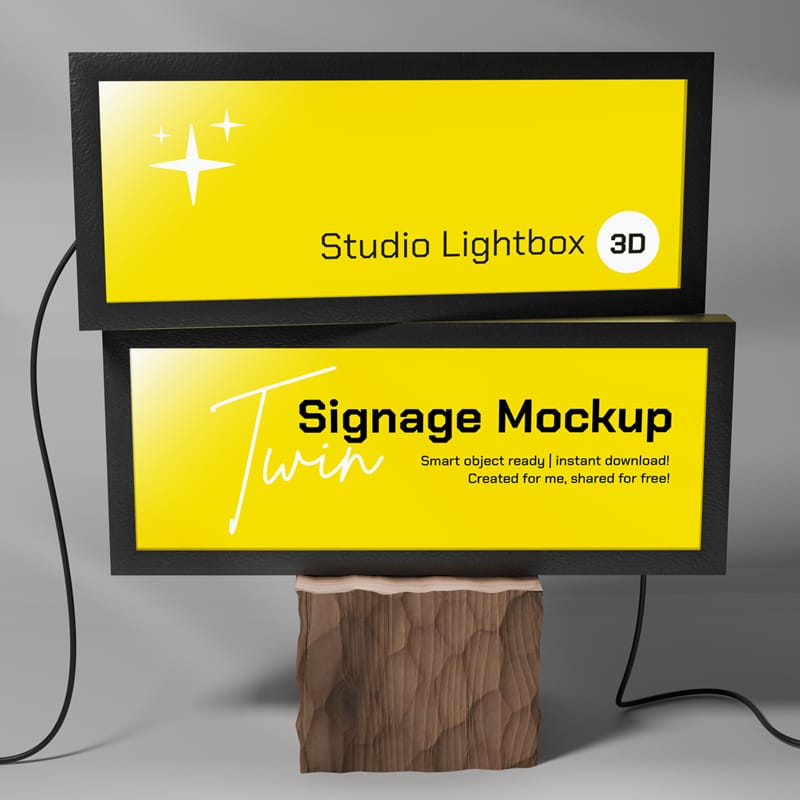 Studio Lightbox Signage Mockup PSD