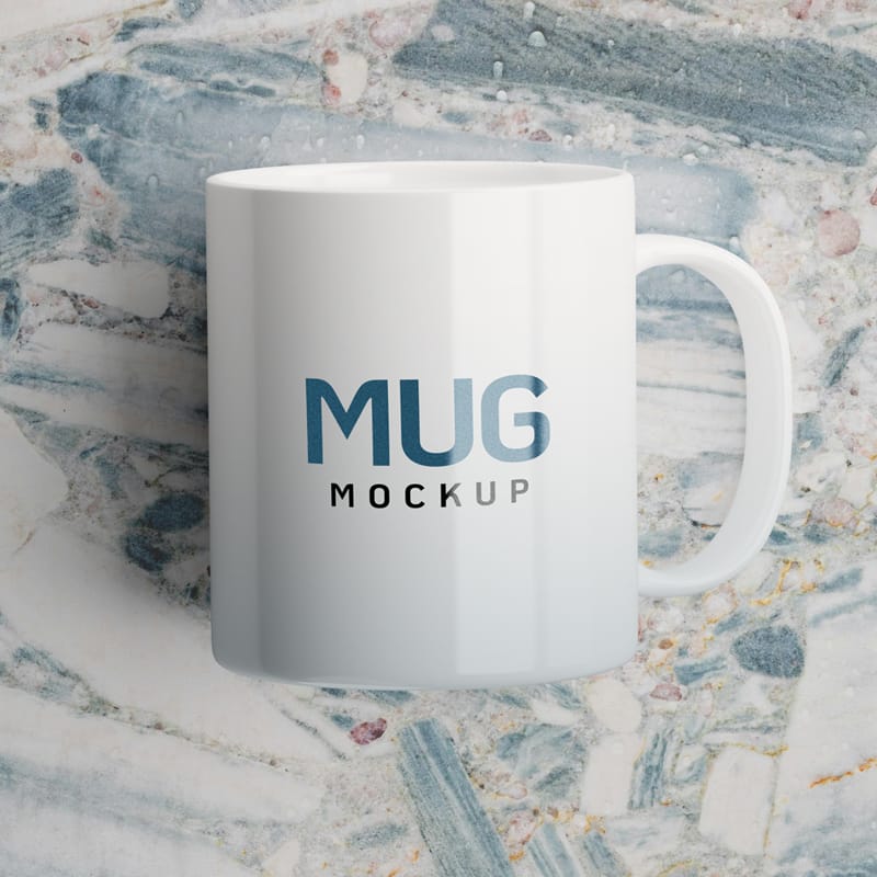 Top View Premium White Mug Mockup PSD