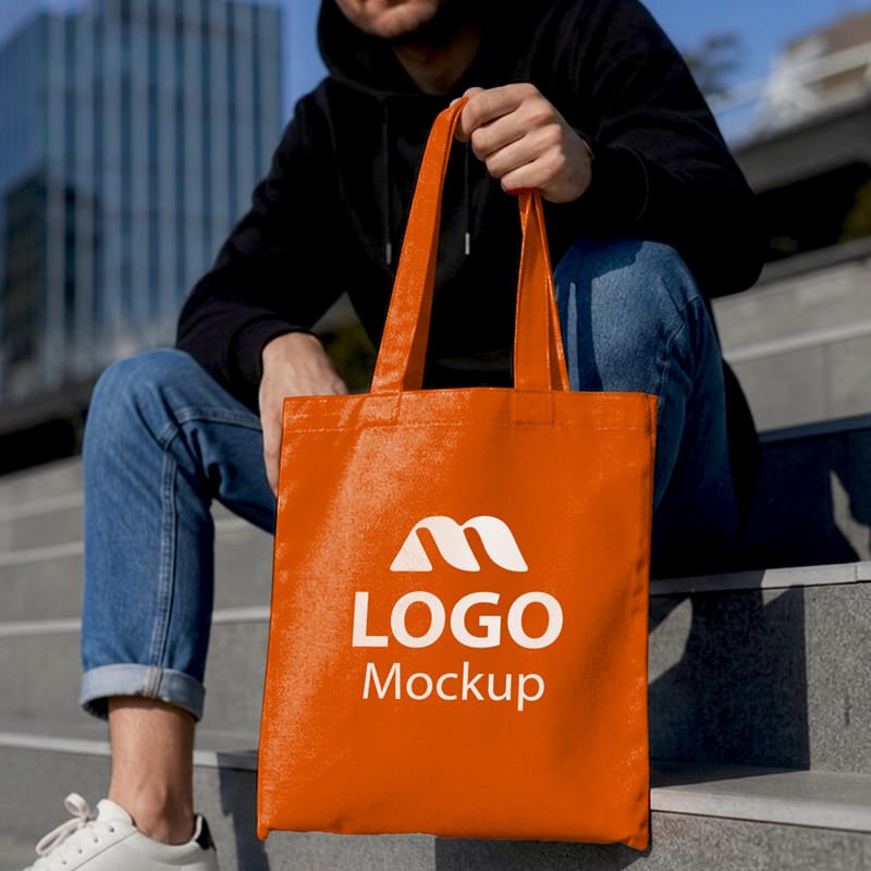 Tote Bag Mockup Held By Person PSD