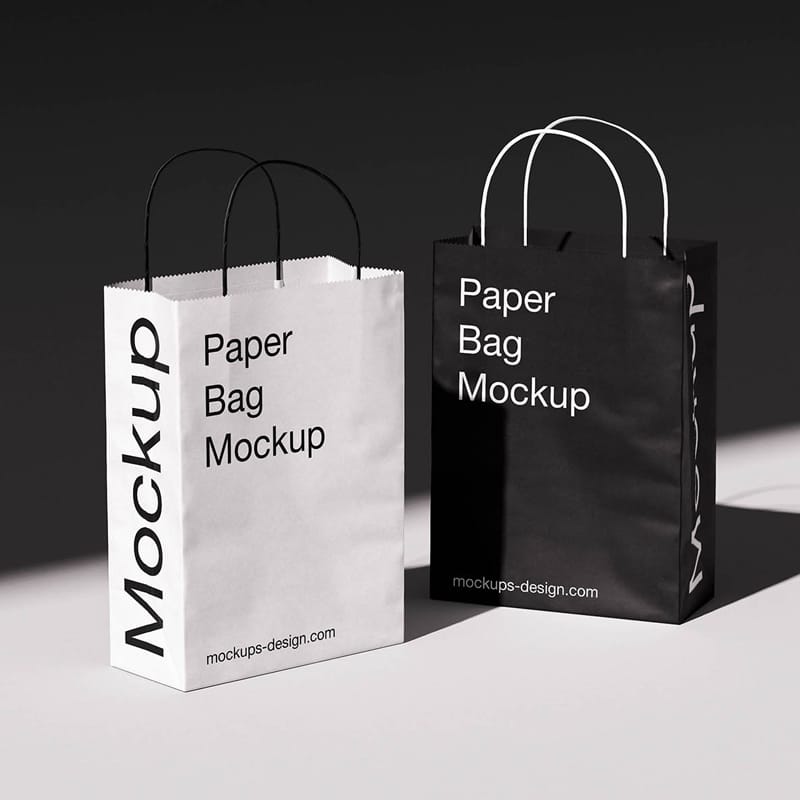 Twisted Handle Paper Bag Mockup PSD