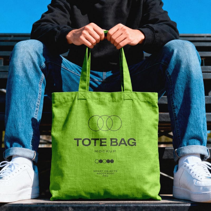 Urban Realistic Canvas Tote Bag Mockup PSD