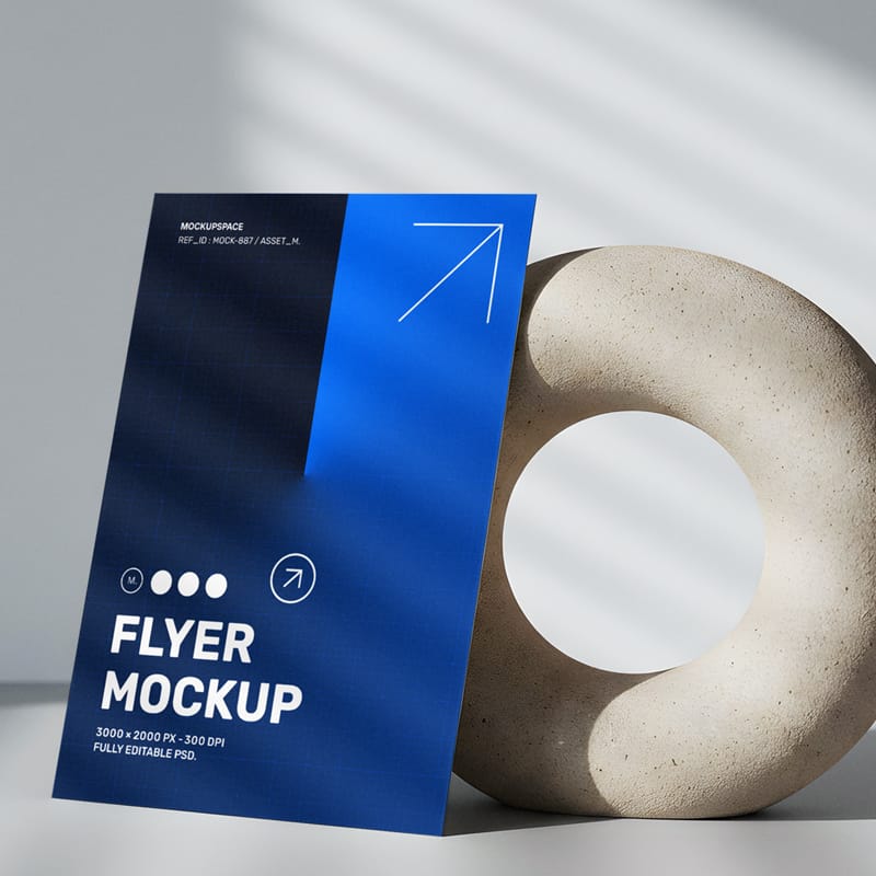 Vertical Flyer Mockup with Stone Ring PSD