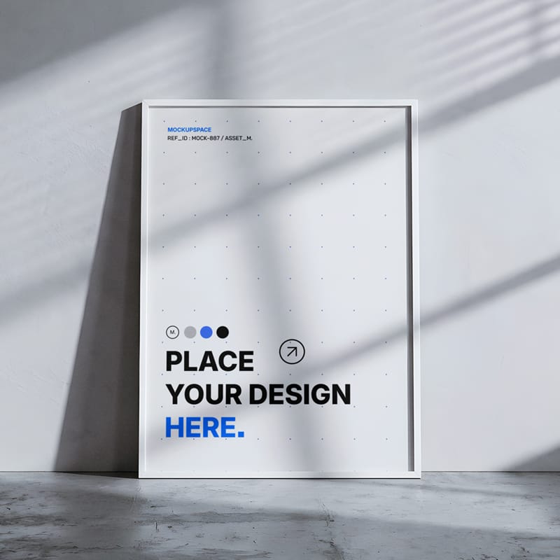 Vertical Poster Frame Mockup with Window Shadows PSD