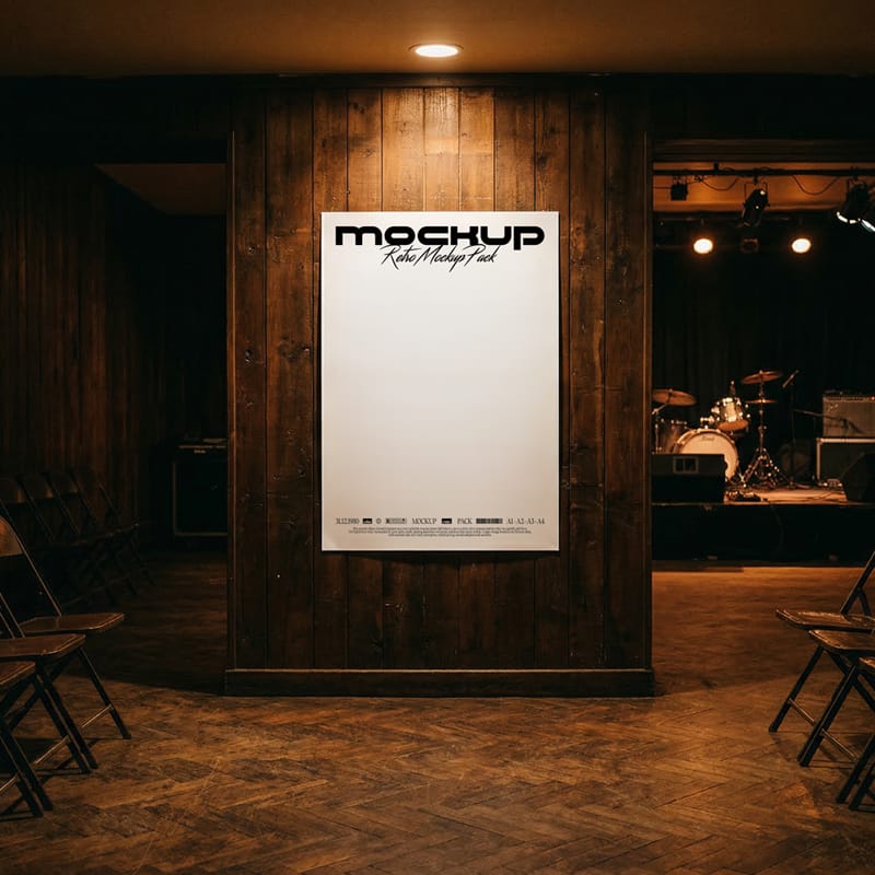 Vintage Gig Poster Mockup PSD