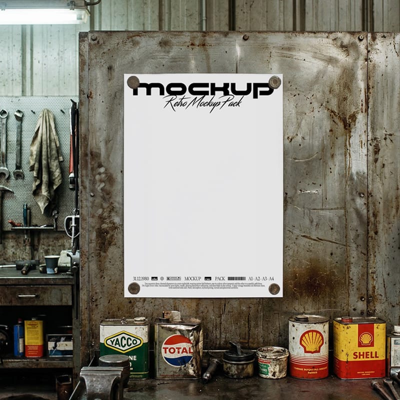 Vintage Workshop Poster Mockup PSD