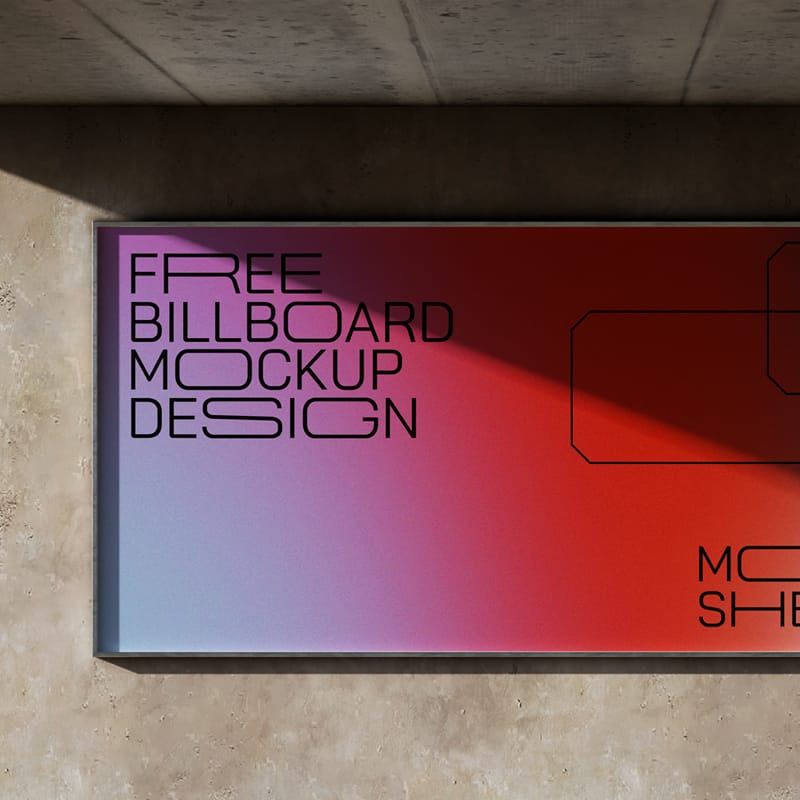 Wide Billboard Mockup on Wall Display PSD