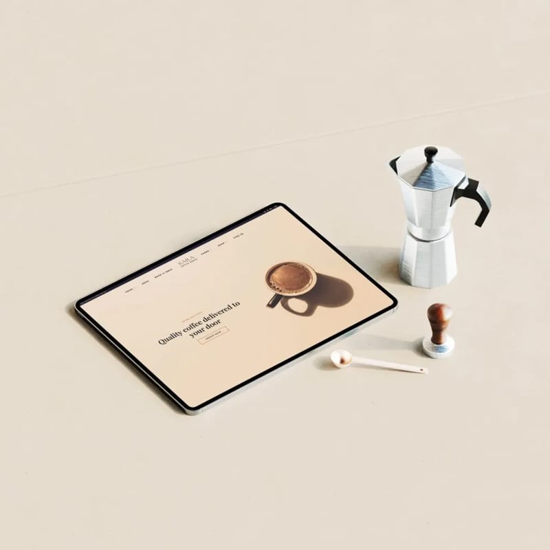 iPad Pro Mockup with Coffee Scene PSD