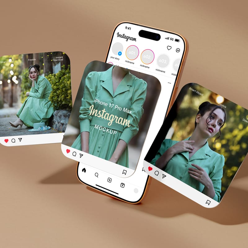 iPhone 17 Pro Max Instagram Carousel Mockup PSD
