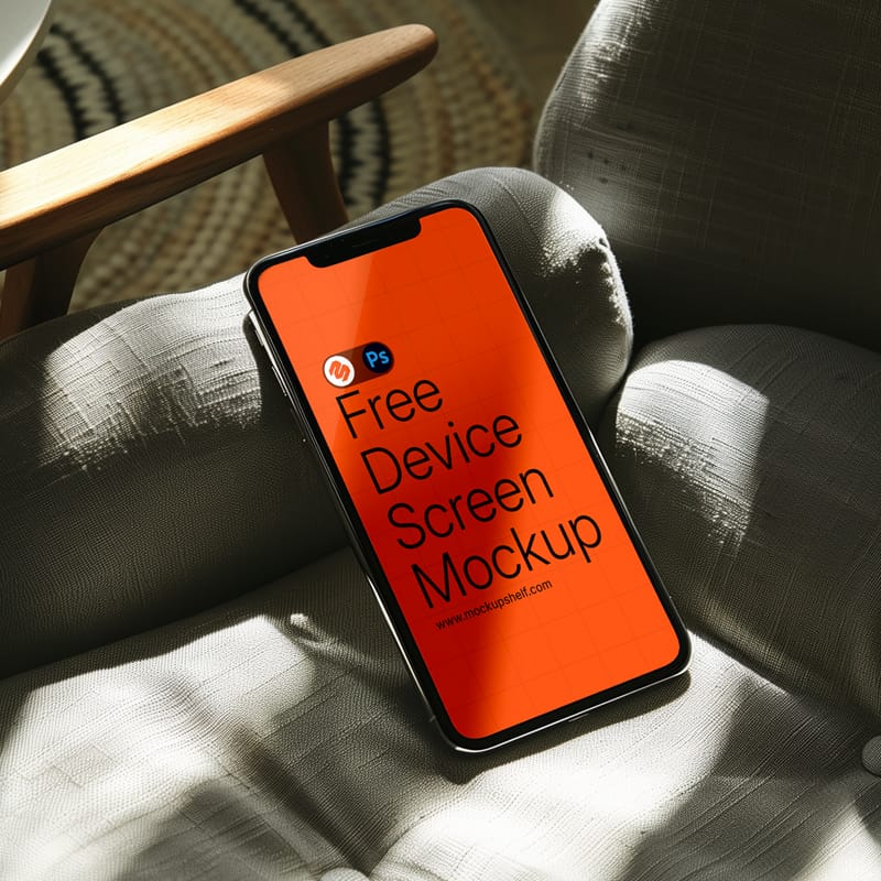 iPhone Screen Mockup with Natural Sunlight Shadows PSD